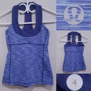 Lululemon Scoop Neck Tank  4 XS Wee Stripe Blue Woman's Top Run Shirt Yoga